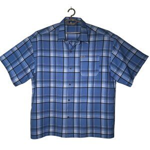 Men's Cal Top 2XLT Short Sleeve Plaid Checker Button Up Polyester Shirt Western
